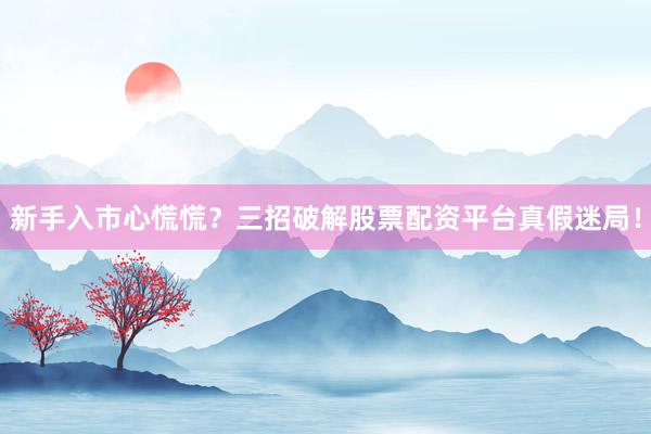 新手入市心慌慌？三招破解股票配资平台真假迷局！