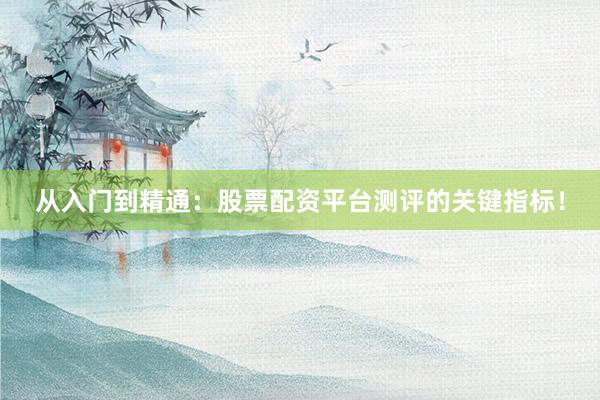 从入门到精通：股票配资平台测评的关键指标！