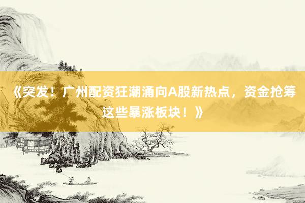 《突发！广州配资狂潮涌向A股新热点，资金抢筹这些暴涨板块！》